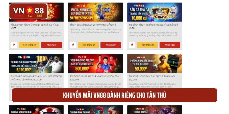 Khuyến mãi VN88 dành riêng cho tân thủ